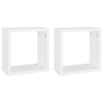 Стенни кубични рафтове, 2 бр, бели, 30x15x30 см