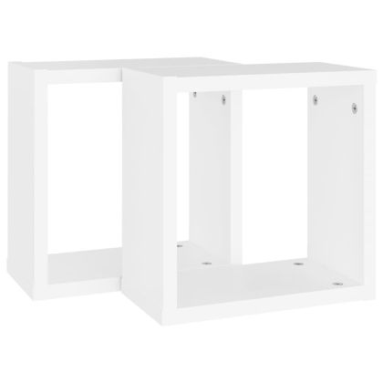 Стенни кубични рафтове, 2 бр, бели, 30x15x30 см