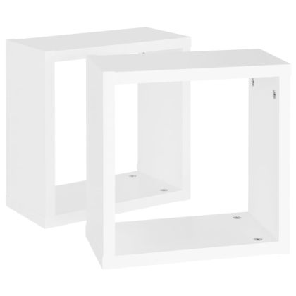 Стенни кубични рафтове, 2 бр, бели, 30x15x30 см