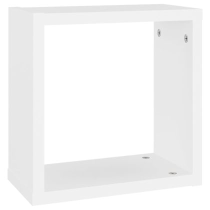 Стенни кубични рафтове, 2 бр, бели, 30x15x30 см