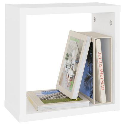 Стенни кубични рафтове, 2 бр, бели, 30x15x30 см