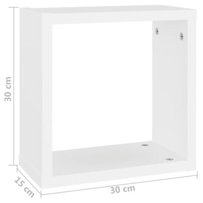 Стенни кубични рафтове, 2 бр, бели, 30x15x30 см