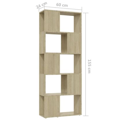 Библиотека, дъб сонома, 60x24x155 см, инженерно дърво