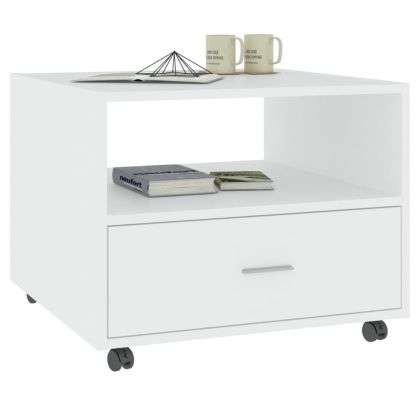 Кафе маса, бяла, 55x55x40 см, инженерно дърво