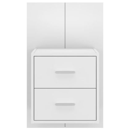 Нощни шкафчета за стенен монтаж, 2 бр, бели