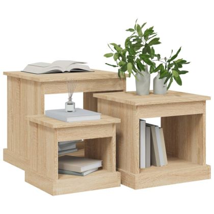Кафе маси, 3 бр, дъб сонома, инженерно дърво