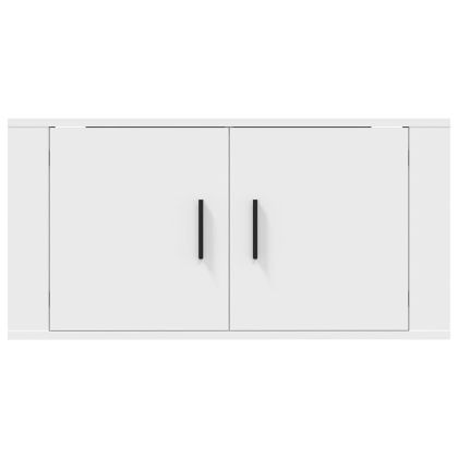 ТВ шкаф за стенен монтаж, бял, 80x34,5x40 см