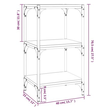 Библиотека опушен дъб 40x33x70,5 см инженерно дърво и стомана