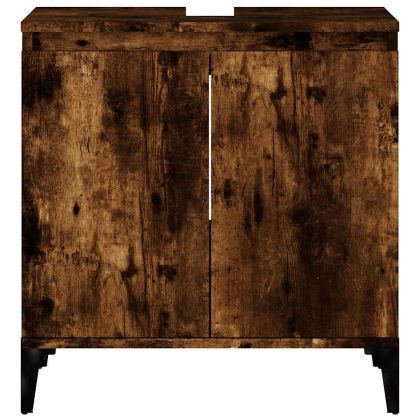 Шкаф за мивка, опушен дъб, 58x33x60 см, инженерно дърво