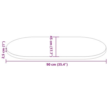 Плот за маса 90x45x2,5 см, масивна дървесина, бор, овален