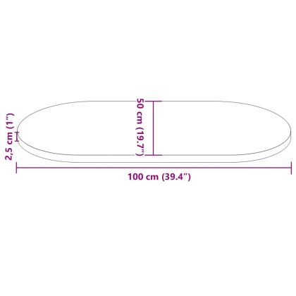 Плот за маса 100x50x2,5 см, масивна дървесина, бор, овален