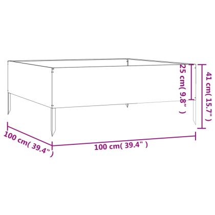 Градинска повдигната леха 100x100x41 см кортенова стомана