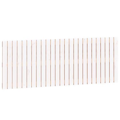 Стенна табла за спалня, бяла, 159,5x3x60 см, борово дърво масив