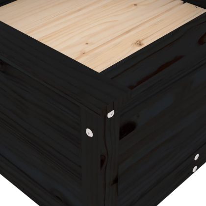 Градински сандък, черен, 82,5x82,5x39 см, бор масив