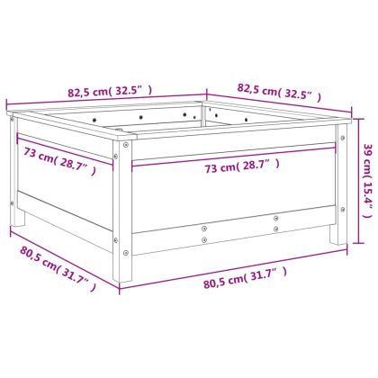 Градински сандък, черен, 82,5x82,5x39 см, бор масив