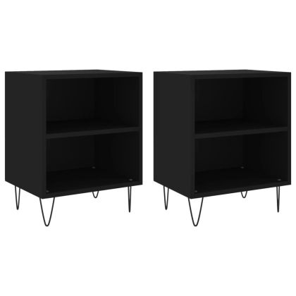 Нощни шкафчета 2 бр черни 40x30x50 см инженерно дърво