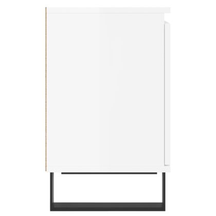 Нощни шкафчета, 2 бр, бял гланц, 40x30x50 см, инженерно дърво