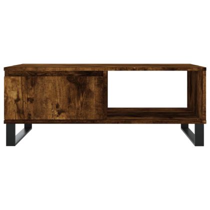 Кафе маса, опушен дъб, 90x60x35 см, инженерно дърво