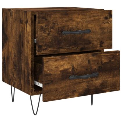 Нощни шкафчета 2 бр опушен дъб 40x35x47,5 см инженерно дърво