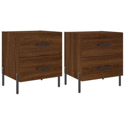 Нощни шкафчета 2 бр кафяв дъб 40x35x47,5 см инженерно дърво