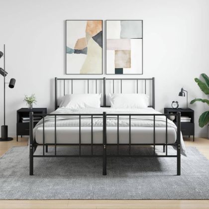 Нощни шкафчета, 2 бр, черни, 40x35x47,5 см, инженерно дърво