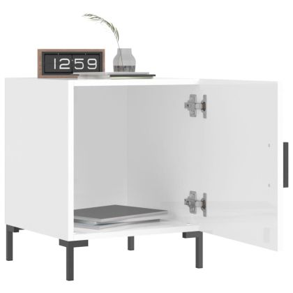 Нощни шкафчета 2 бр бял гланц 40x40x50 см инженерно дърво