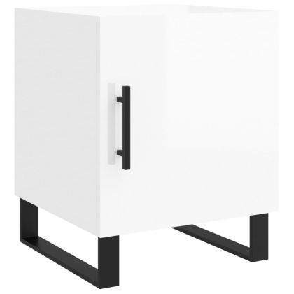 Нощни шкафчета 2 бр бял гланц 40x40x50 см инженерно дърво