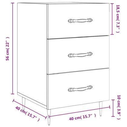 Нощно шкафче, сив сонома, 40x40x66 см, инженерно дърво