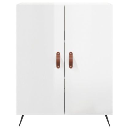 Сайдборд, бял гланц, 69,5x34x90 см, инженерно дърво