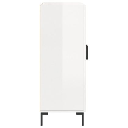 Сайдборд, бял гланц, 69,5x34x90 см, инженерно дърво