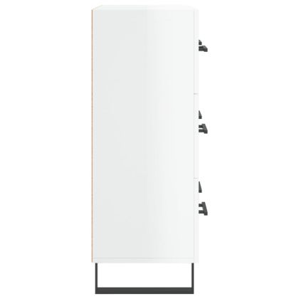 Сайдборд, бял гланц, 69,5x34x90 см, инженерно дърво