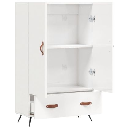 Висок шкаф, бял гланц, 69,5x31x115 см, инженерно дърво