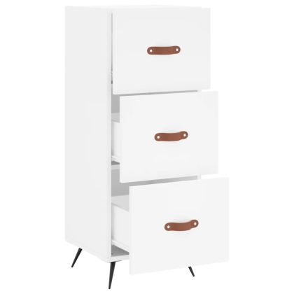 Сайдборд, бял, 34,5x34x90 см, инженерно дърво