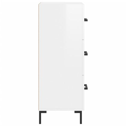 Сайдборд, бял гланц, 34,5x34x90 см, инженерно дърво