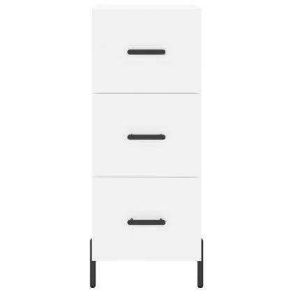 Сайдборд, бял, 34,5x34x90 см, инженерно дърво