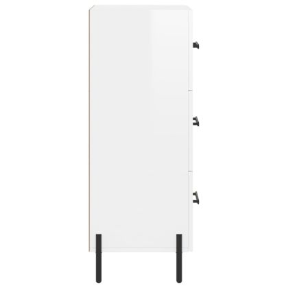 Сайдборд, бял гланц, 34,5x34x90 см, инженерно дърво