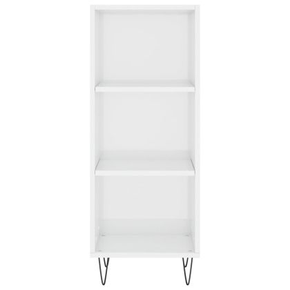 Сайдборд, бял гланц, 34,5x32,5x90 см, инженерно дърво