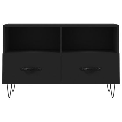 ТВ шкаф, черен, 80x36x50 см, инженерно дърво