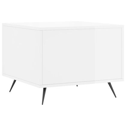 Кафе маса, бял гланц, 50x50x40 см, инженерно дърво