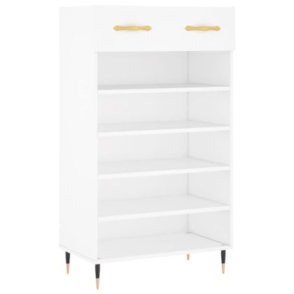 Шкаф за обувки, бял, 60x35x105 см, инженерно дърво