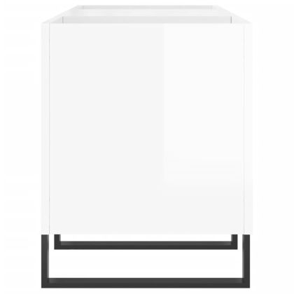 Шкаф за грамофонни плочи бял гланц 121x38x48 см инженерно дърво