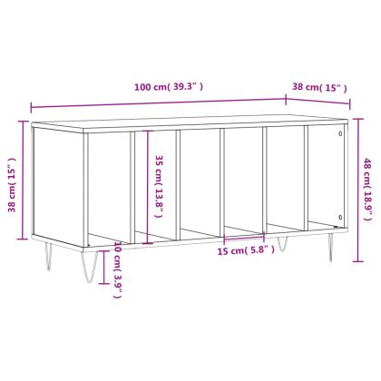 Шкаф за винилови плочи бетонно сив 100x38x48 см инженерно дърво