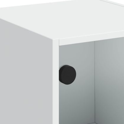 Висок шкаф със стъклени врати, бял, 35x37x109 см