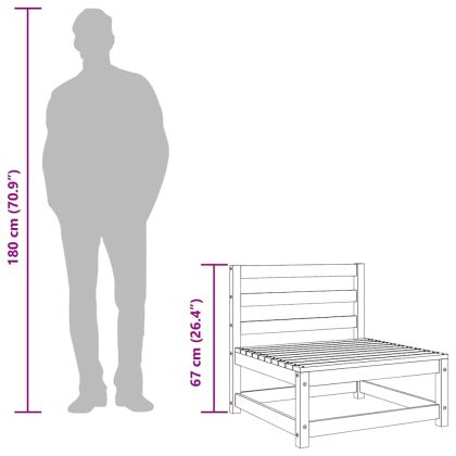 Градинско кресло без подлакътници, с табуретка, бор масив