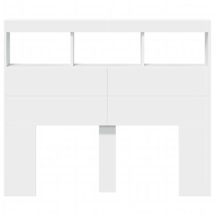 Табла шкаф с LED, бял, 120x17x102 см