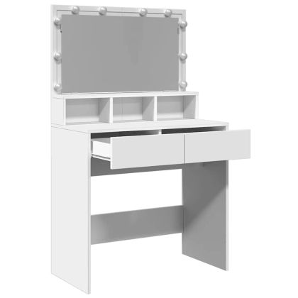 Тоалетка с LED, бяла, 80x41x134,5 см