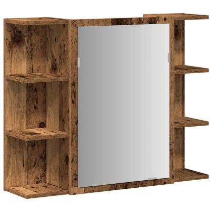 Огледален шкаф за баня от старо дърво 80x20,5x64 cm
