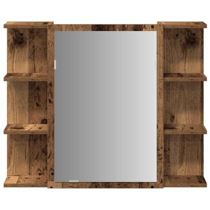 Огледален шкаф за баня от старо дърво 80x20,5x64 cm