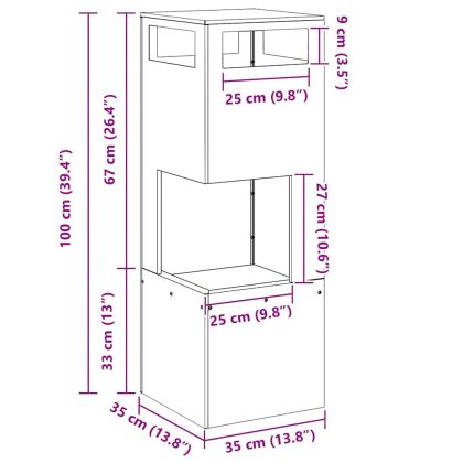 Огнище Черно 35 x 35 x 100 см Стомана