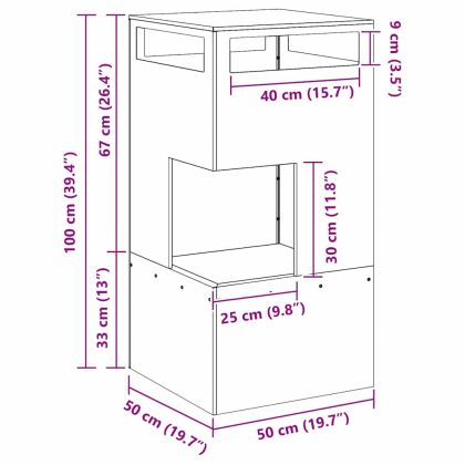 Огнище Черно 50 x 50 x 100 cm Стомана